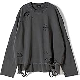 ELKNLMU Vintage Streetwear ripped Sweatshirt Men Fashion Autumn Solid Color Oversize Sweatshirt