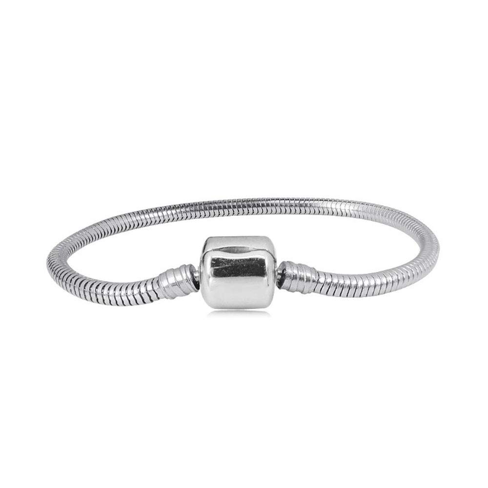 FGT Stainless Steel Snake Chain Bracelet for Charms Compatible with Pandora Bracelets for Beads Women Valentine's Day Mother's Day Birthday 21cm