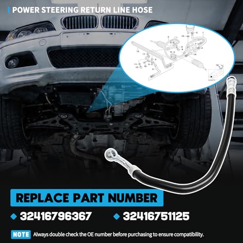 32416796367 Power Steering Return Hose Compatible with BMW E46 323i 323Ci 325i photo 7