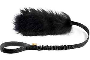 HOWGO Dog Rope Toy,Dog Bungee Chaser Toy 100% Sheepskin,Sheep Smell Tug Toy for All Breeds (Black, Short Without Ball)