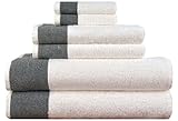 Venice 6 Piece Luxury 100 Percent Turkish Combed Cotton Towel Sets, Black Jacquard Design