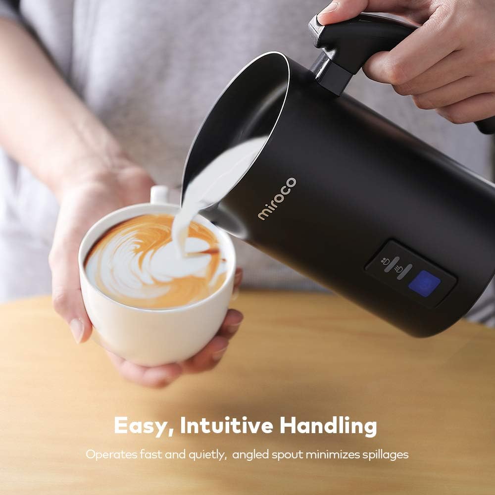 Milk Frother, Miroco Stainless Steel Milk Steamer with Hot &Cold Milk Functionality, Automatic Foam Maker For Coffee, Hot Chocolates, Latte, Cappuccino, Electric Milk Warmer, Silent Operation, 120V: Kitchen & Dining