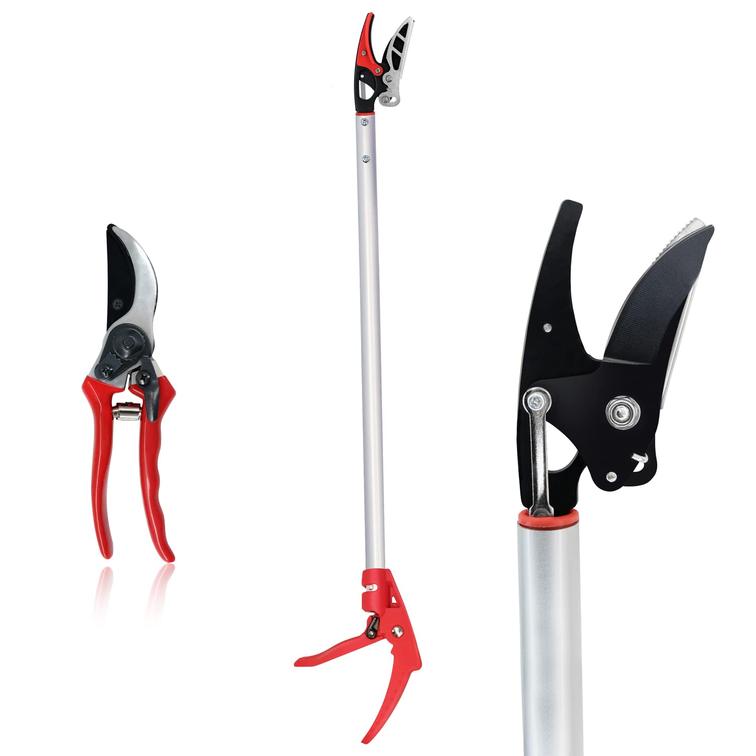 Byhagern 32-Inch Cut and Hold Pruners, Long-Reach Tree Pruner with Rotating Cutter Head, Long Pruning Shears for Garden, Fruit Picking, Branches Trimming