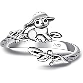 Helonley Cute Goat Rings for Women - 925 Sterling Silver Goat Rings Cute Animal Ring Adjustable Hypoallergenic Jewelry Birthday Gifts for Women