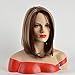 QianBaiHui Charming Straight Wigs for Women Daily Use Natural and Healthy Mixed Medium Length Brown wigs Bob Hairstyle