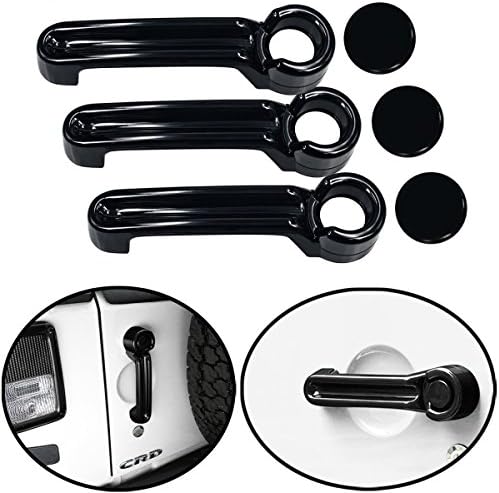 MOEBULB 3x3 Plated Handle Cover & Tailgate Handle Cover for 07-16 Jeep Wrangler JK / 08-12 Jeep Liberty / 07-11 Dodge Nitro（2-Door, Black