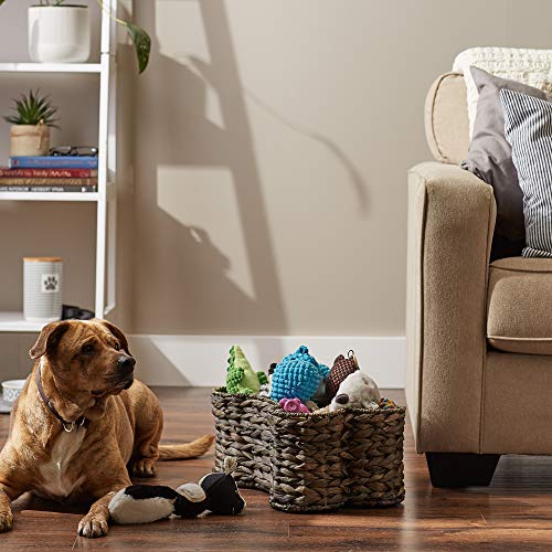 Bone Dry Pet Storage Collection Bone Shape Hyacinth Toy Basket, Dark
