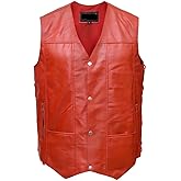 Gloves007 Men's Genuine Leather Motorcycle Vest, Biker Vest, Made With Original Cowhide Leather