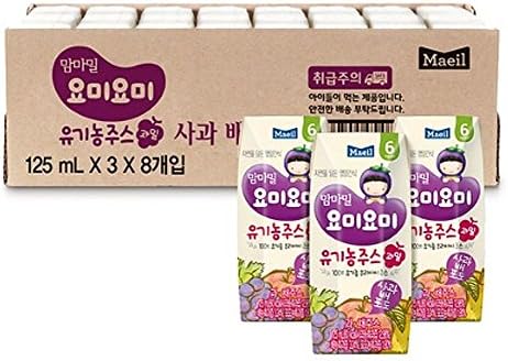 Yomiyomi Organic Juice 4.2oz 24 packs / Apple + Grape + Pear Mixed Flavor / Juice for Children