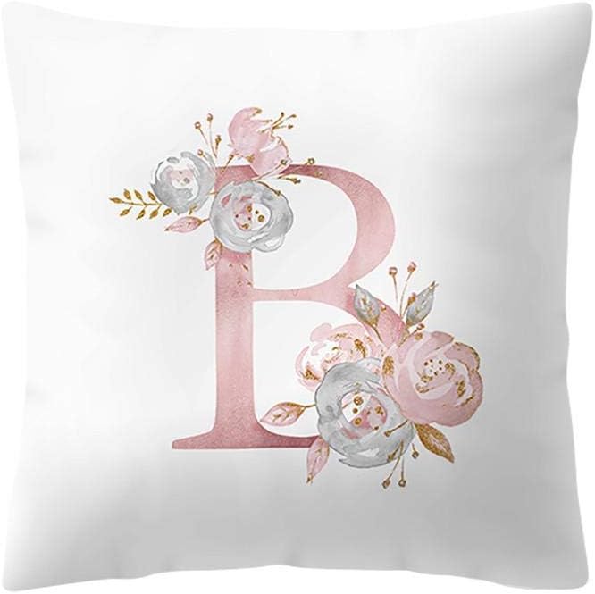 Amaone Cushion Cover 45cm x 45cm/18x18 Inches - Pillow Cases Square Letter Alphabet Flower Print Sofa Waist Chair Home Office Bar Car Decor Decorative Throw Pillowcase Protectors With Zipper