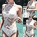 Bikini De Cuello Alto para Mujer Traje De Baño De UNA Pieza De Plumas De Encaje Sexy Traje De Baño De Perspectiva Whitethumb 2