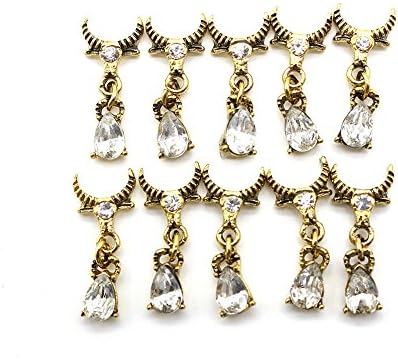 So Beauty Vintage Golden Horn with jewelry chain for 3D Nial Art Decorations(10Pcs)
