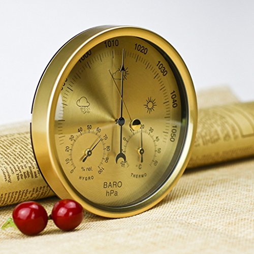 Qisuw 5 Inches Barometer Thermometer Hygrometer Wall Hanging Mounted Household Weather Station