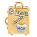 Lifequeen Travel with Mom Charms Suitcase Charm Beads for Snake Chain Bracelets (Gold Plated)