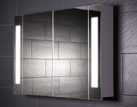 Galdem Spiegelschrank CURVE100 / großer Badezimmerschrank 100cm / 2 türig/mit trendiger Beleuchtung T5 Leuchtstofflampe/Softc
