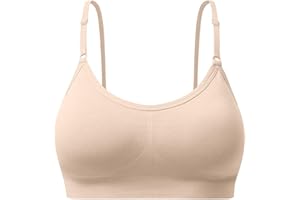 Women's Adjustable Spaghetti Strap Sports Bra Scoop Neck, Thin Strap Wireless Workout Yoga Top for Athletic Wear
