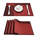 Top Finel Placemats for Dining Table,Plastic Christmas Table Mats Set of 4,Square Plaid Placemats,Red
