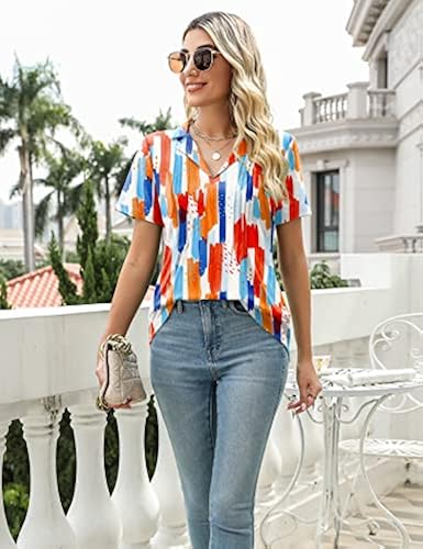 Kistore Womens Short Sleeve Polo T Shirts V Neck Summer Basic Tops