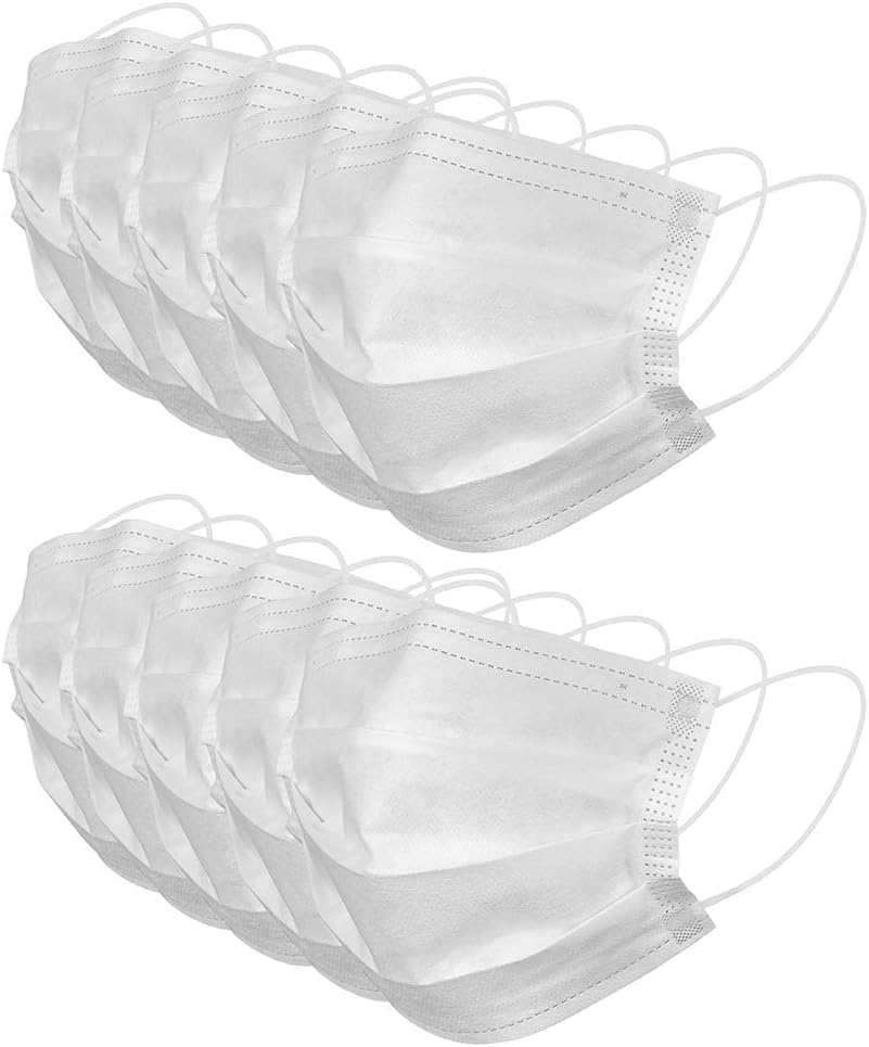 50 PCS Disposable 3-Ply White Safety Face Mask for Personal Health
