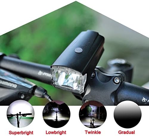 Wiitek Leadbike Rechargeable Waterproof Bicycle LED Headlight, 5W Super Bright Bike Front Light, 4 Flashing Modes, 420 Lumens Lamp, 1200 mAh USB Charging, Black
