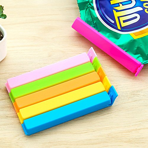 Lautechco 5pcs Food Snack Storage Seal Sealing Bag Clips Sealer Clamp Plastic Tool (Random Color)