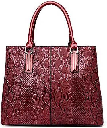 Panzexin Ladies Handbags Top Handle Bag Snakeskin Pattern Leather Satchel Crossbody Bags for Women Red