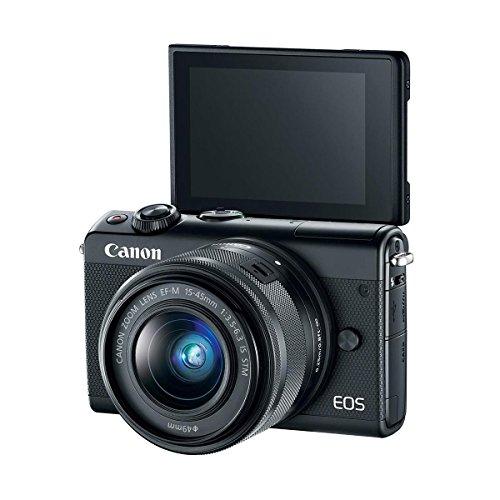 Canon-EOS-M100-Mirrorless-Camera-with-EF-M-15-45mm-f35-63-IS-STM-Lens-Black-Bundle-With-32GB-SDHC-Card-Camera-Case-49mm-Filter-kit-Spare-Battery-Tripod-Software-Package-And-More