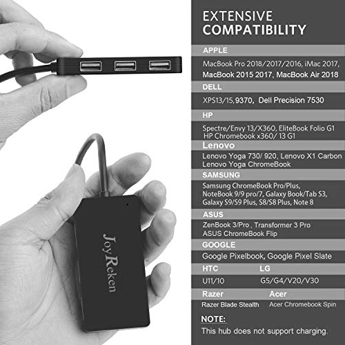 JoyReken USB C Hub, Ultra Slim USB C Adapter with 4 USB 3.0 Ports Portable Type C Hub for MacBook Pro 2019/2018/2017, Google Chromebook Pixelbook, XPS, Samsung S9/S8 and More USB Type C Devices - Thumbnail 4