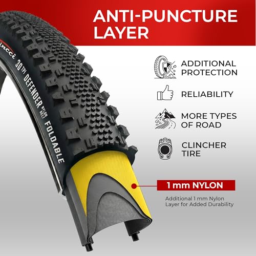 Fincci Pair of Gravel Tyres 700 x 38c (40-622) ETRTO – Ultra Light 450 g – 2 Schrader Valve Tubes Included – Nylon Puncture Protection – Ideal for Road, Hybrid and Electric Bike