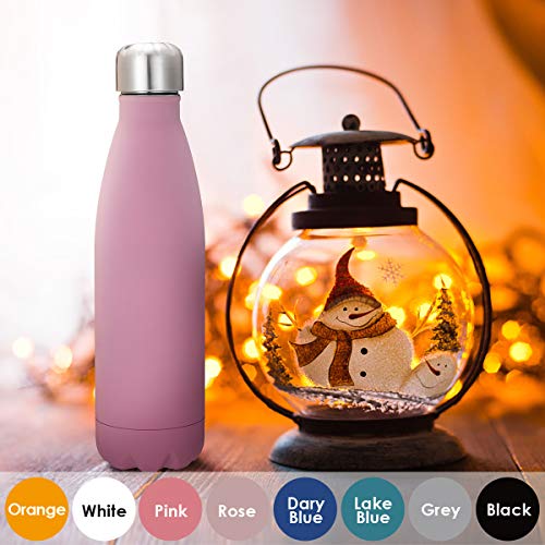 king do way 17oz Double Wall Vacuum Cool Insulation Stainless Steel Water Bottle Leak- Proof and No Sweating Perfect for Summer Outdoor Sports Camping Hiking Cycling (Pink)