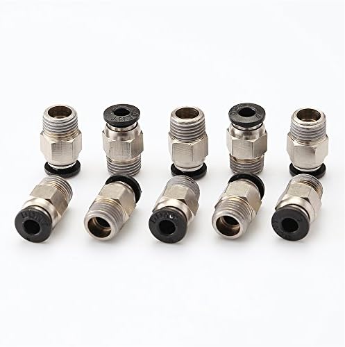Yowming 10pcs Push in Quick Release Fitting Connector 3D Printer Tube Connectors for E3D-V6 PC4-M10 Straight Teflon Tube