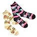 TeeHee Women's Ladies Value 6-Pair Crew Socks (Stripe with Flower)