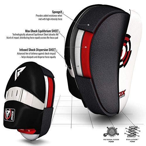 RDX Boxing Hook & Jab Pads MMA Target Focus Punching Mitts Thai Strike Kick Shield, White