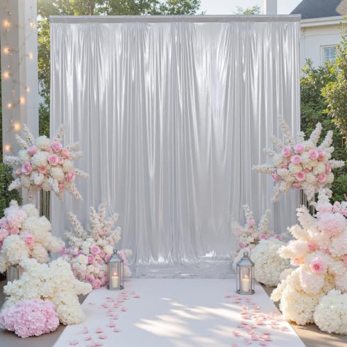 10ftx10ft Sequin Silver Backdrop Curtain Panels