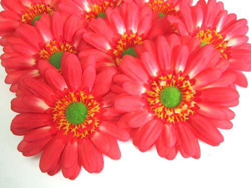 (12) BIG Silk Orange Gerbera Daisy Flower Heads , Gerber Daisies - 3.5