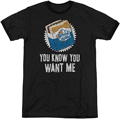 White Castle Want Me Mens Adult Heather Ringer Shirt Black Md