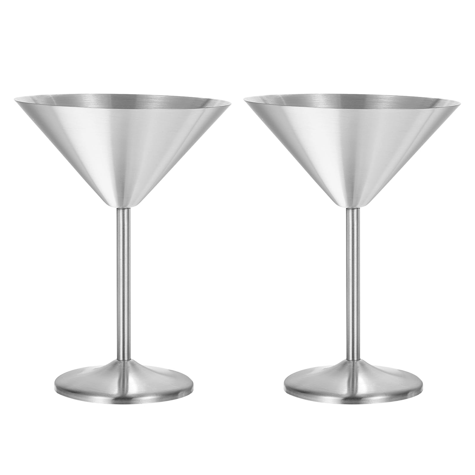Uxcell Stainless Steel Martini Cocktail Glasses, 2Pcs 180ml/6 OZ Unbreakable Martini Glasses, Red Wine Glass Metal Shatter Proof for Wedding, Parties, Gift，Silver