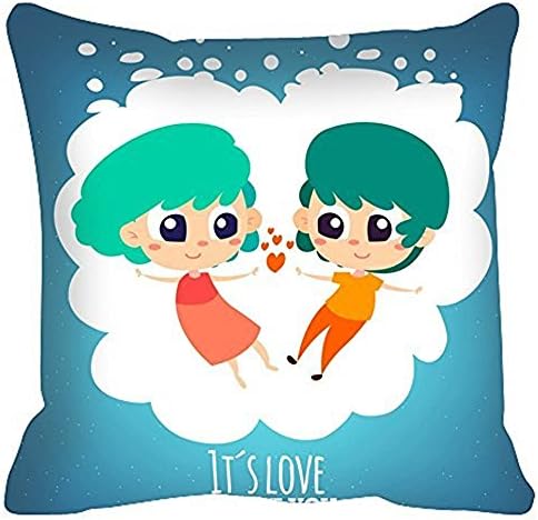 WENSING Personalized 18x18Inch Square Cotton Pillowcases I Love You Romantic Design Pillow Cover