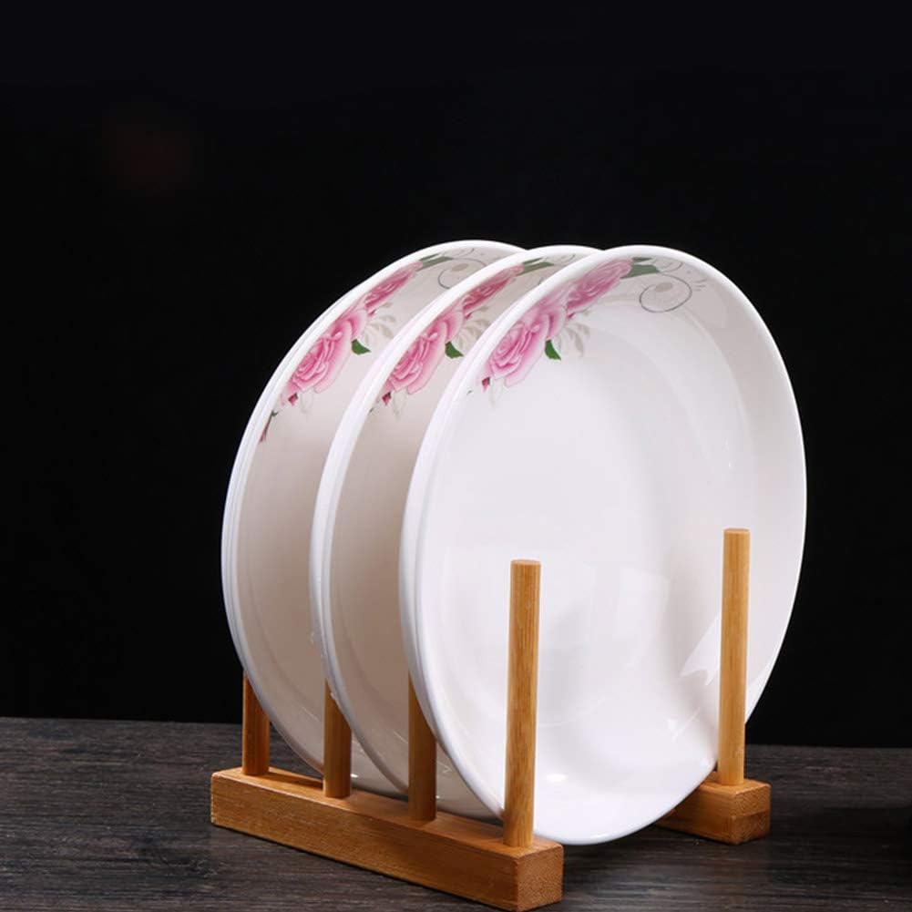 Bamboo Dish Drying Rack,Plate Bowl Cup Drying Mat Stand Drainer Storage,Pot Lid Cutting Board Drying Holder Organizer,Bamboo Dish Plate Bowl Kitchen Cabinet