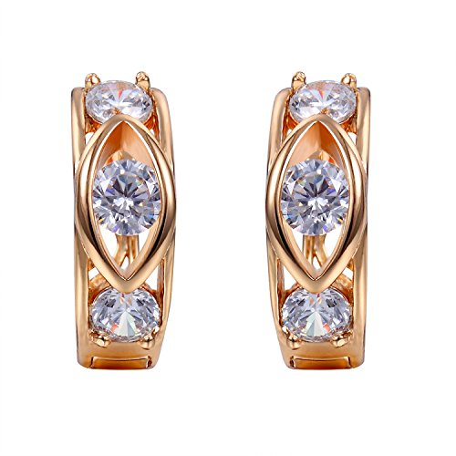 Snowman Lee Sparkling Eyes Three Gemstone 18k Rose Gold Plated Hoop Earrings