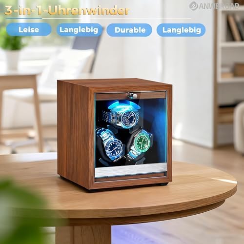 Uhrenbeweger für Automatikuhren 3 Uhrenrotatoren mit LED
