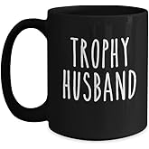 B.A.I. Trophy Husband Black Mug, Groom Gifts, Funny Father's Day Anniversary Birthday Christmas Coffee Cup For Him From Wife Sweetheart Fiance