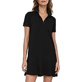Ladyful Women's Polo Dress Short Sleeve Ruffle Hem Flowy Summer Golf Tennis Athletic Mini Dress