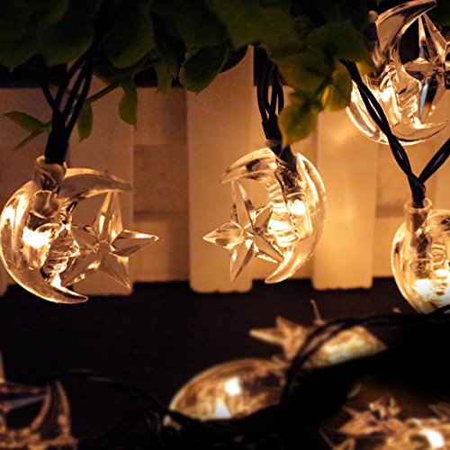 ECHTPower(TM) 21ft 30 LED Moon Solar String Christmas Lights with Sensor