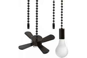 AOPROFREE Ceiling Fan Pull Chain,Ceiling Fan Cords Ceiling Fan Chain Pulls with 2PCS 12inch Beaded Ball Extension Chains for Celing Fan Light and Wall Lamps, Cabinet Light (Light Bulb and Fan Shape), Matte ORB