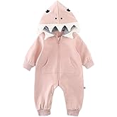 ALLAIBB Baby Infant Shark Costumes Outfit Cotton Romper Cute Jumpsuit Hooded Outwear for Toddler Baby Boys Girls 3-24M