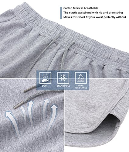 HBY 2 Pack Women's Casual Running Workout Yoga Shorts Sports Fitness Short Pants, L Black/Grey