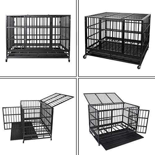 Otaid 48 Inch Heavy Duty Indestructible Dog Crate Cage Kennel with
