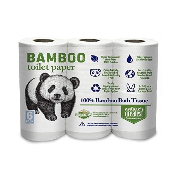 Bamboo Toilet Paper 6Rolls 2Ply Made From TreeFree, 100 Bamboo