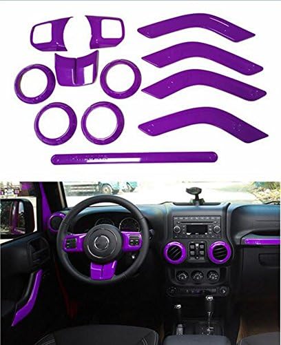 Purple 12pcs Full Set Interior Decoration Trim Kit with Special Mark For Jeep Wrangler Cab 4 Door 2011-2017